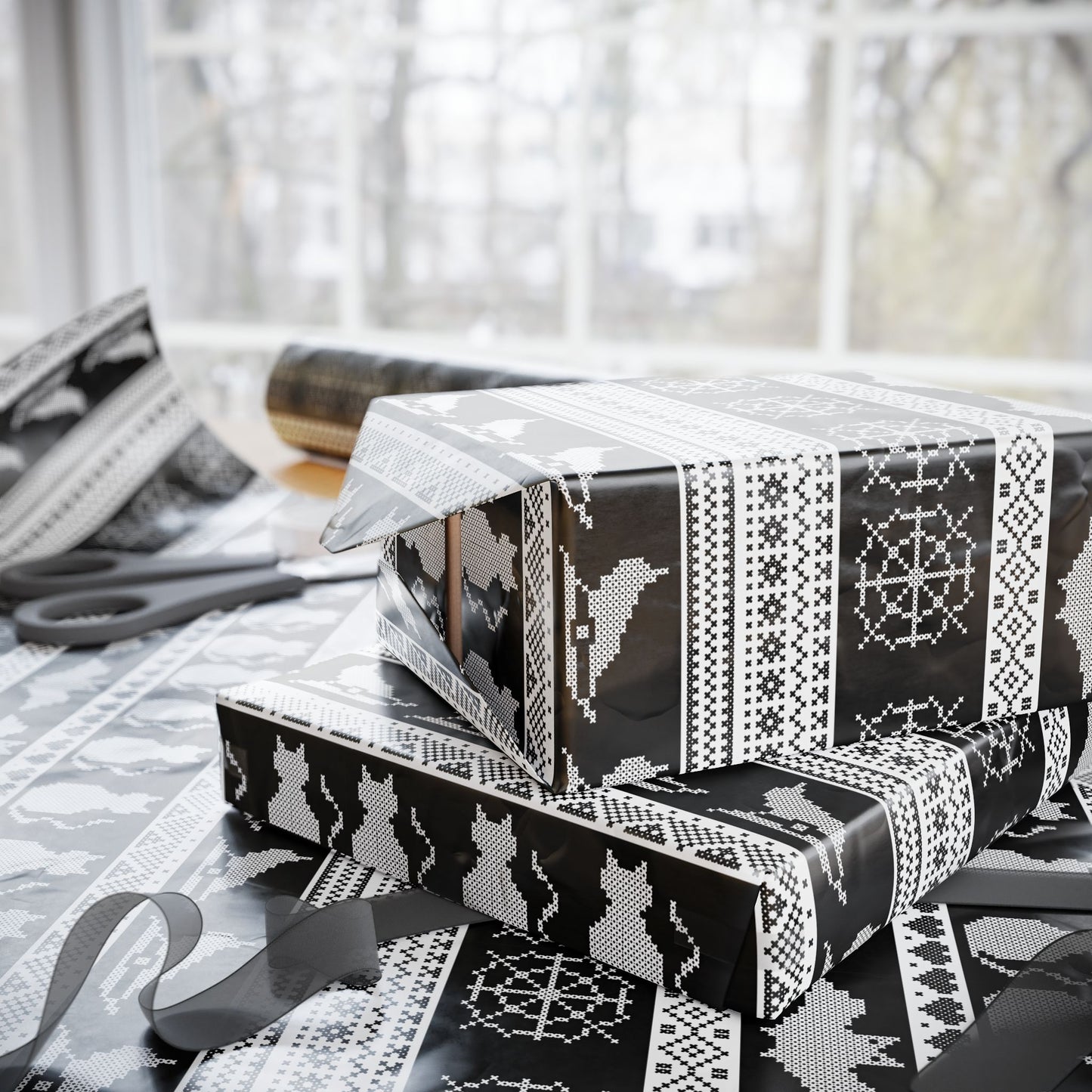 Spooky Fair Isle Wrapping Paper