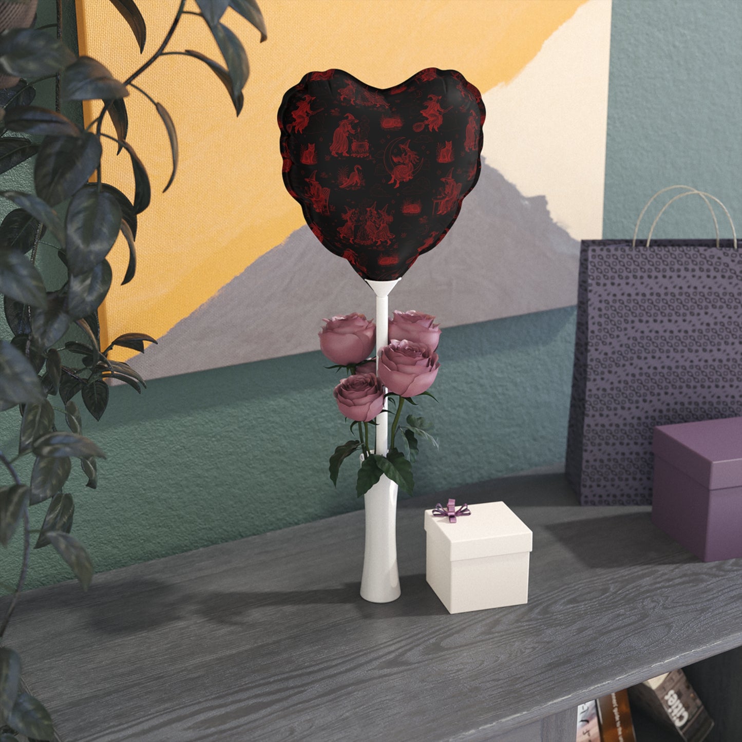 Witchy Toile Heart Shaped Balloon