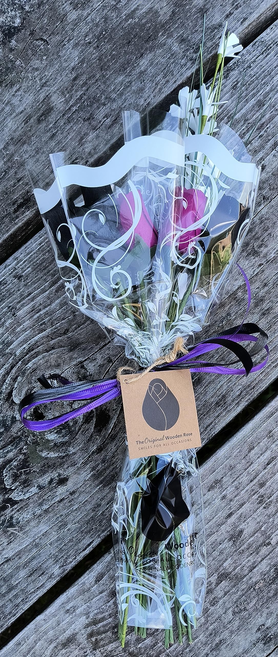 Halloween Wooden Rose Bouquet – Black & Violet