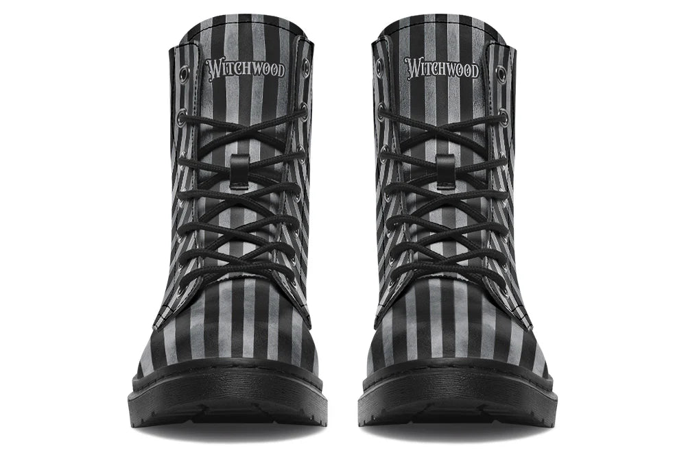 *RETURNED* Distressed Grey/Black Stripe Combat Boots Size 9