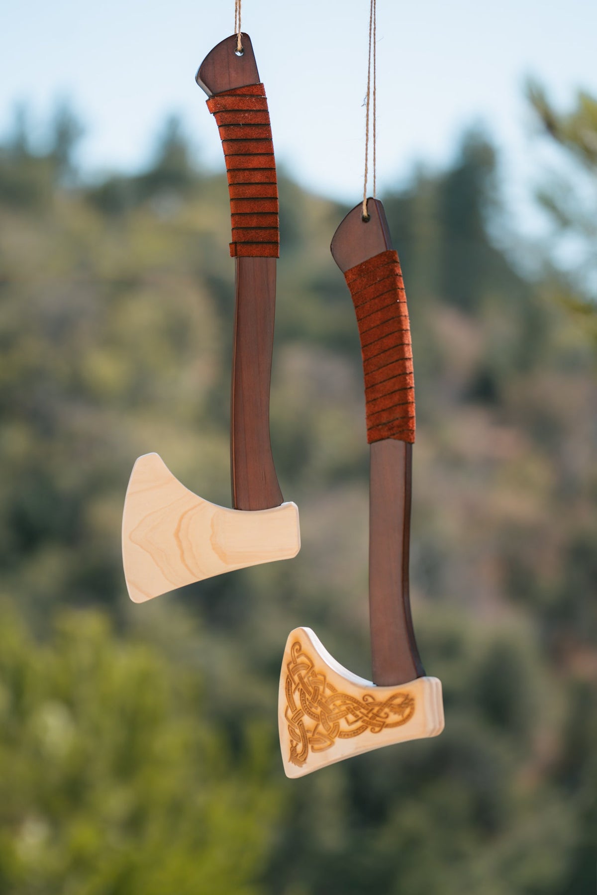 Wooden Play Axe with Norse Motif