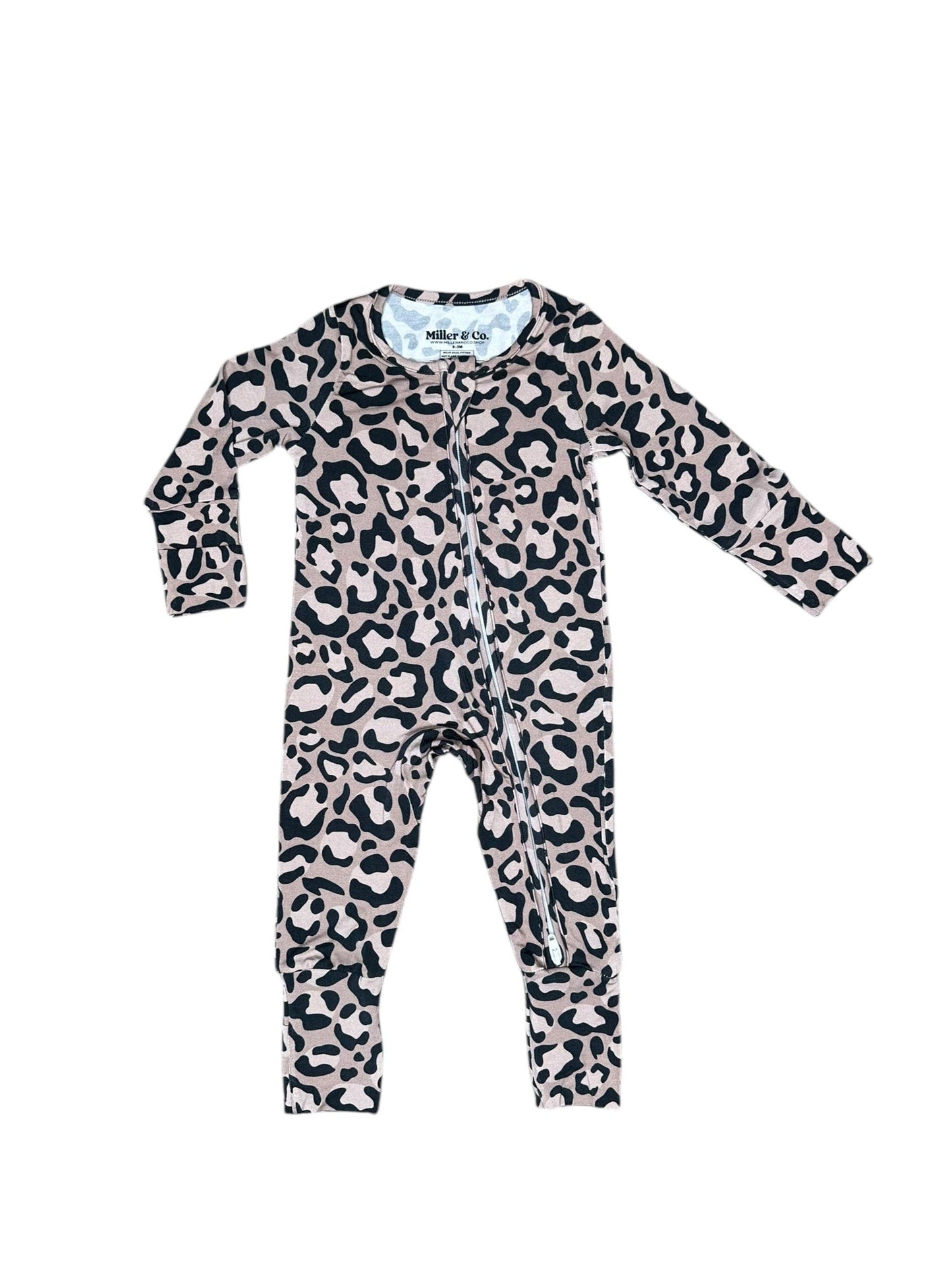 Bamboo Zipper Footie, Leopard