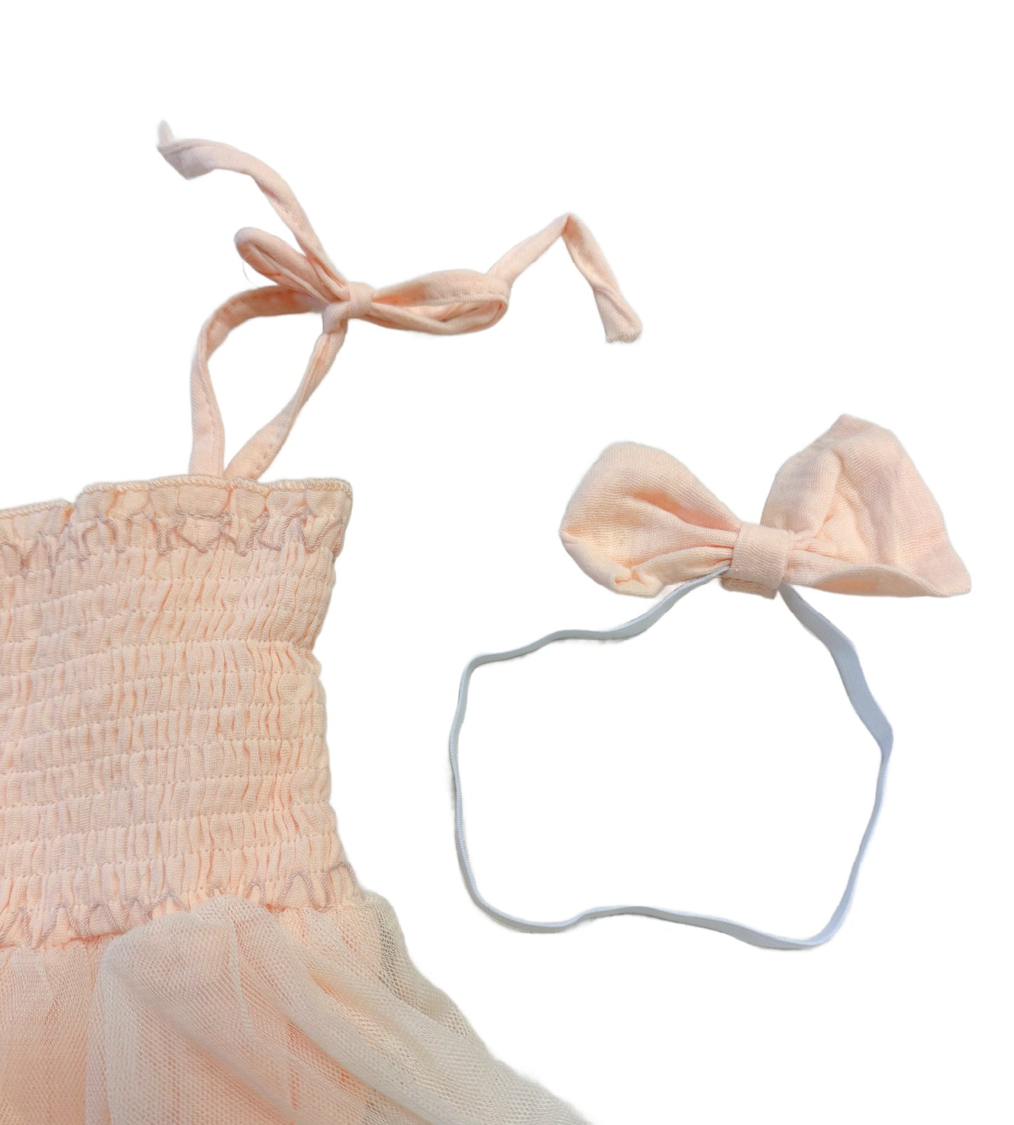 *SAMPLE* Tulle Smocked Onesie in Light Peach size 18/24 Months