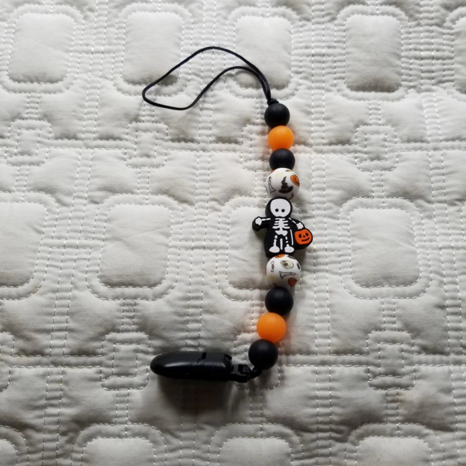 Halloween Skeleton Pacifier Teething Clip
