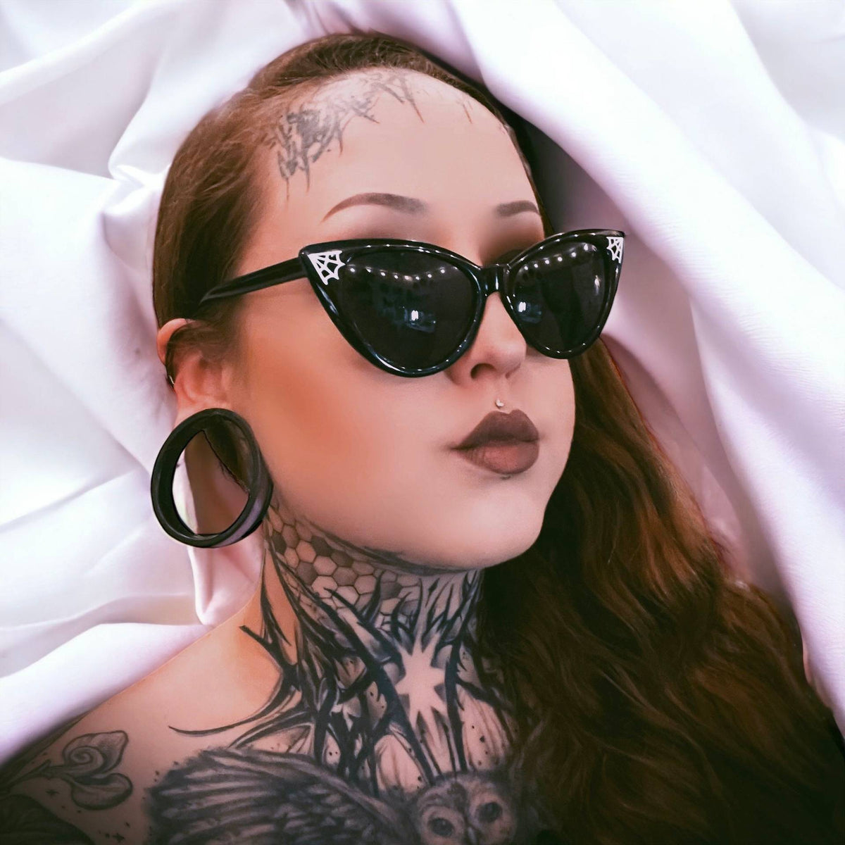 Women's All-match Gothic Style Spider Web Crystal Sticker Glasses