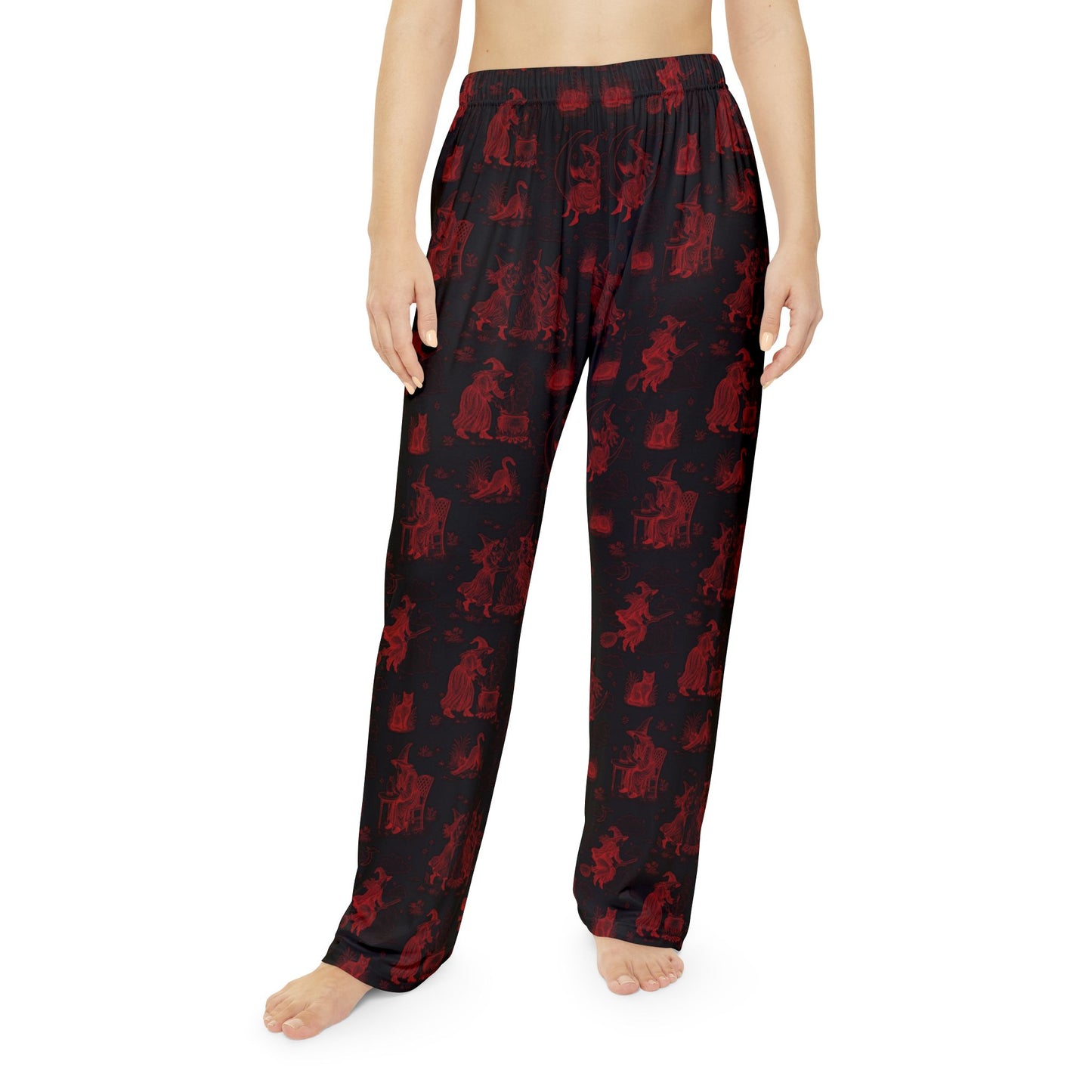 Witchy Toile in Pajama Pants in Black/Red (Adults)