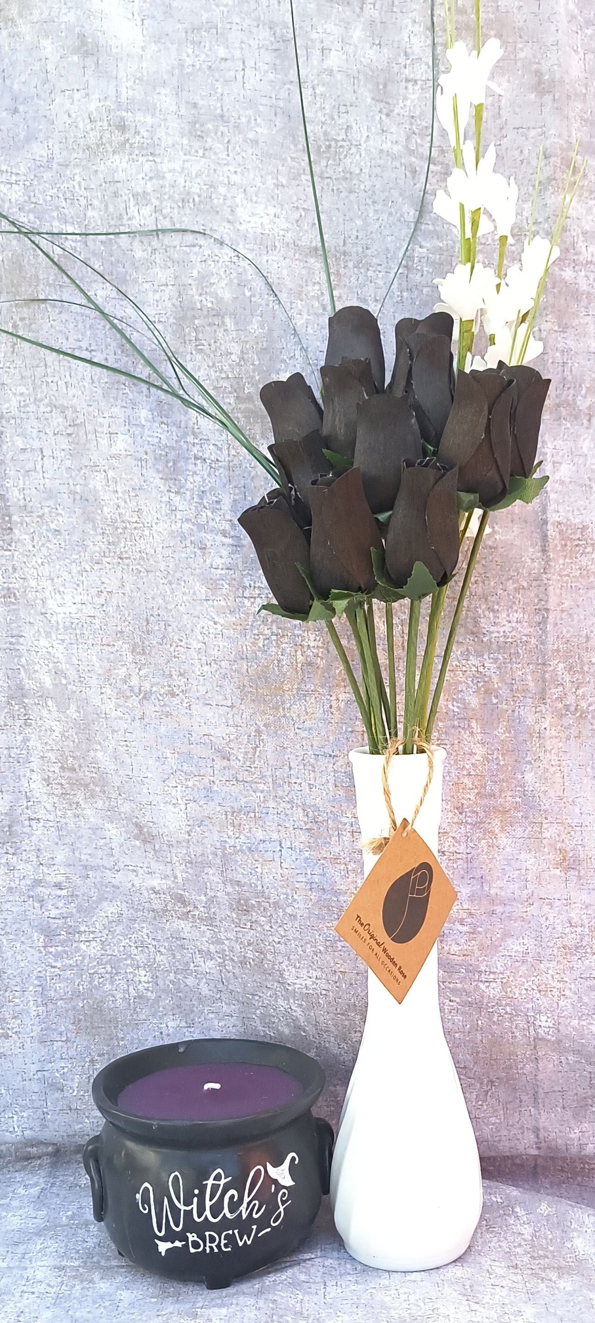 Halloween Wooden Rose Bouquet – All Black
