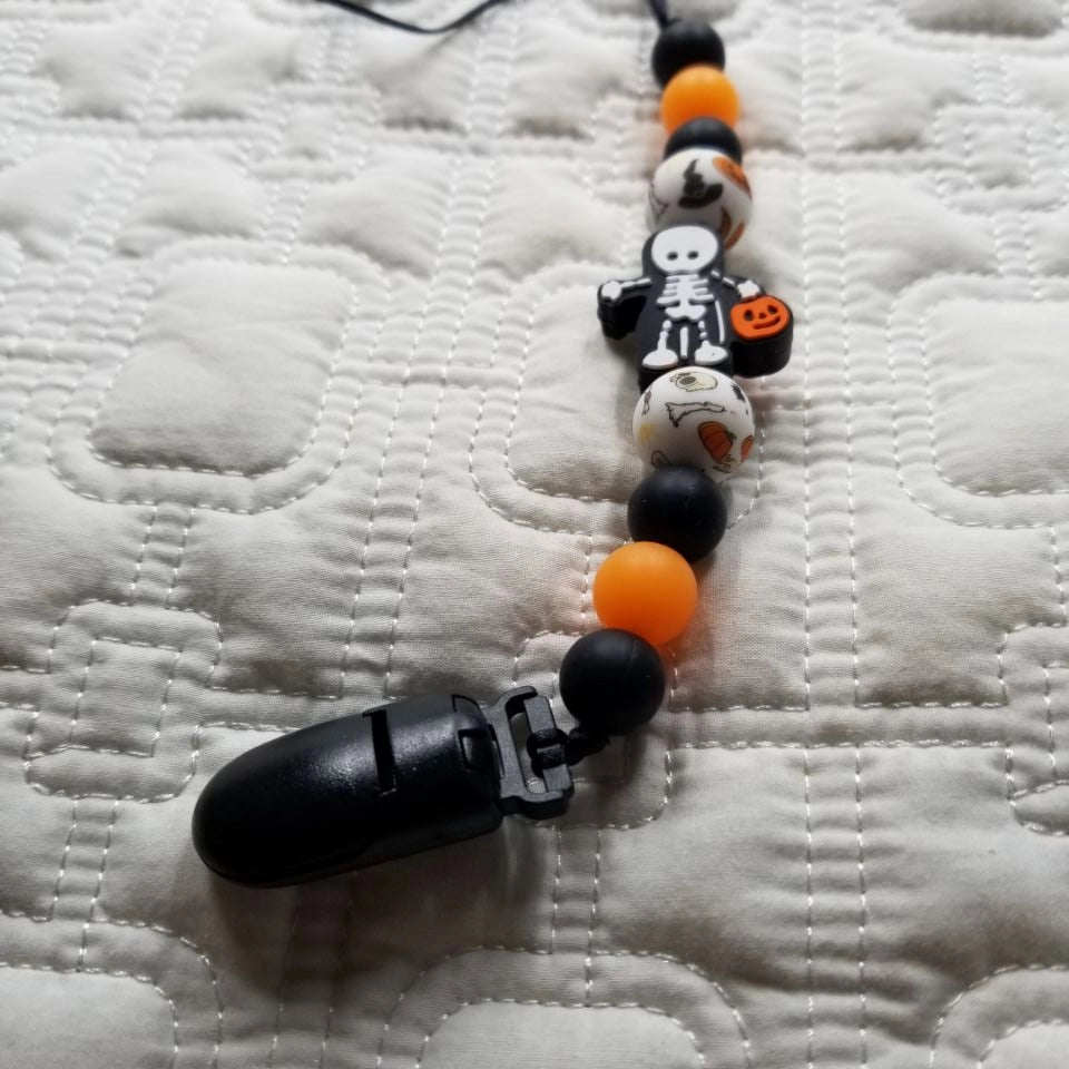 Halloween Skeleton Pacifier Teething Clip