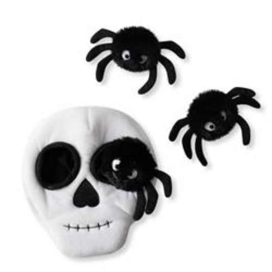 Skull with Spiders Hide & Seek Interactive Plush Dog Toy - 4 Pc