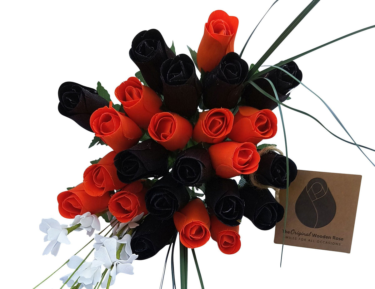 Halloween Wooden Rose Bouquet – Black & Orange