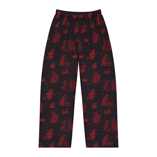Witchy Toile in Pajama Pants in Black/Red (Adults)