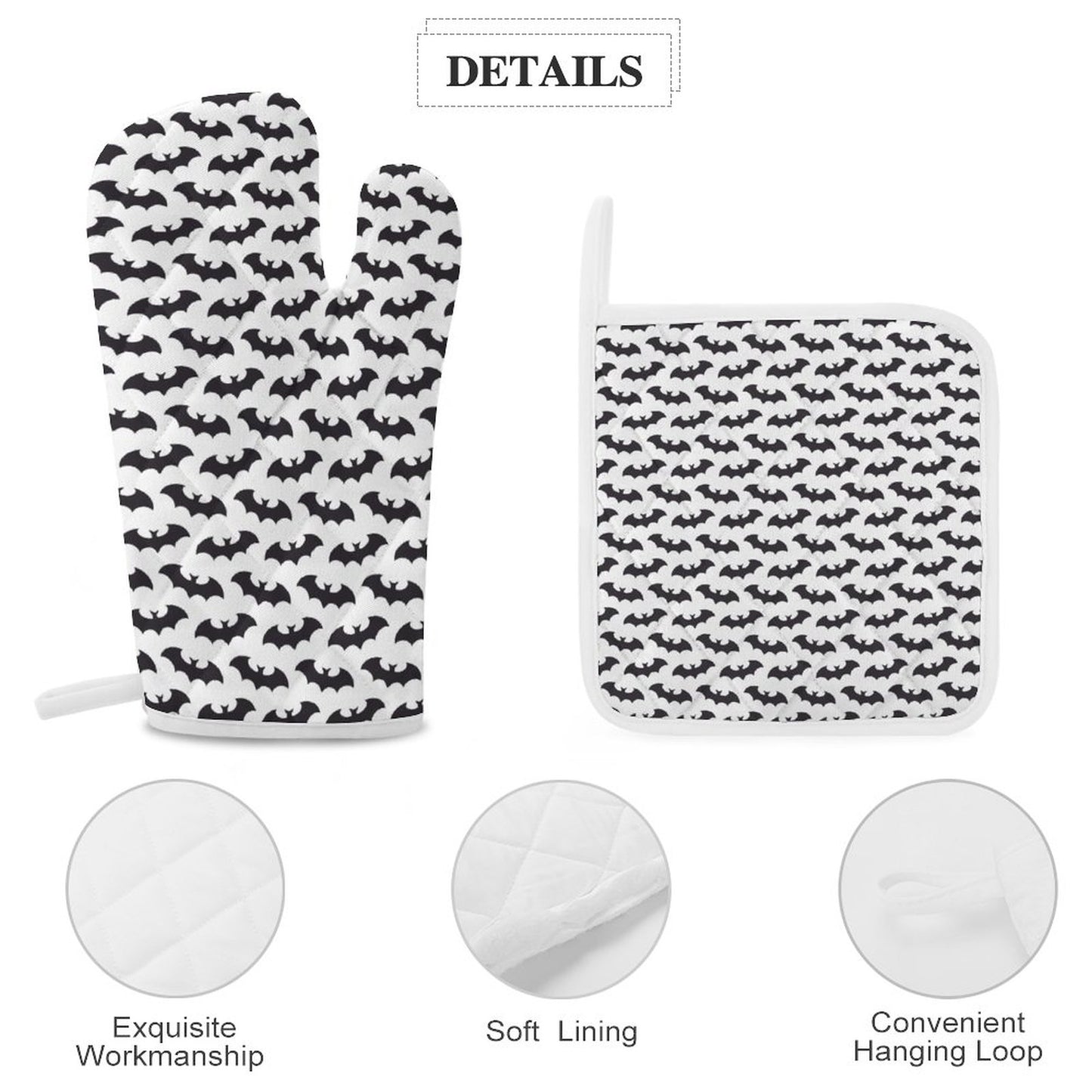 Bold Bat Oven Mitts & Pot Holder Set of 3 - PRE ORDER