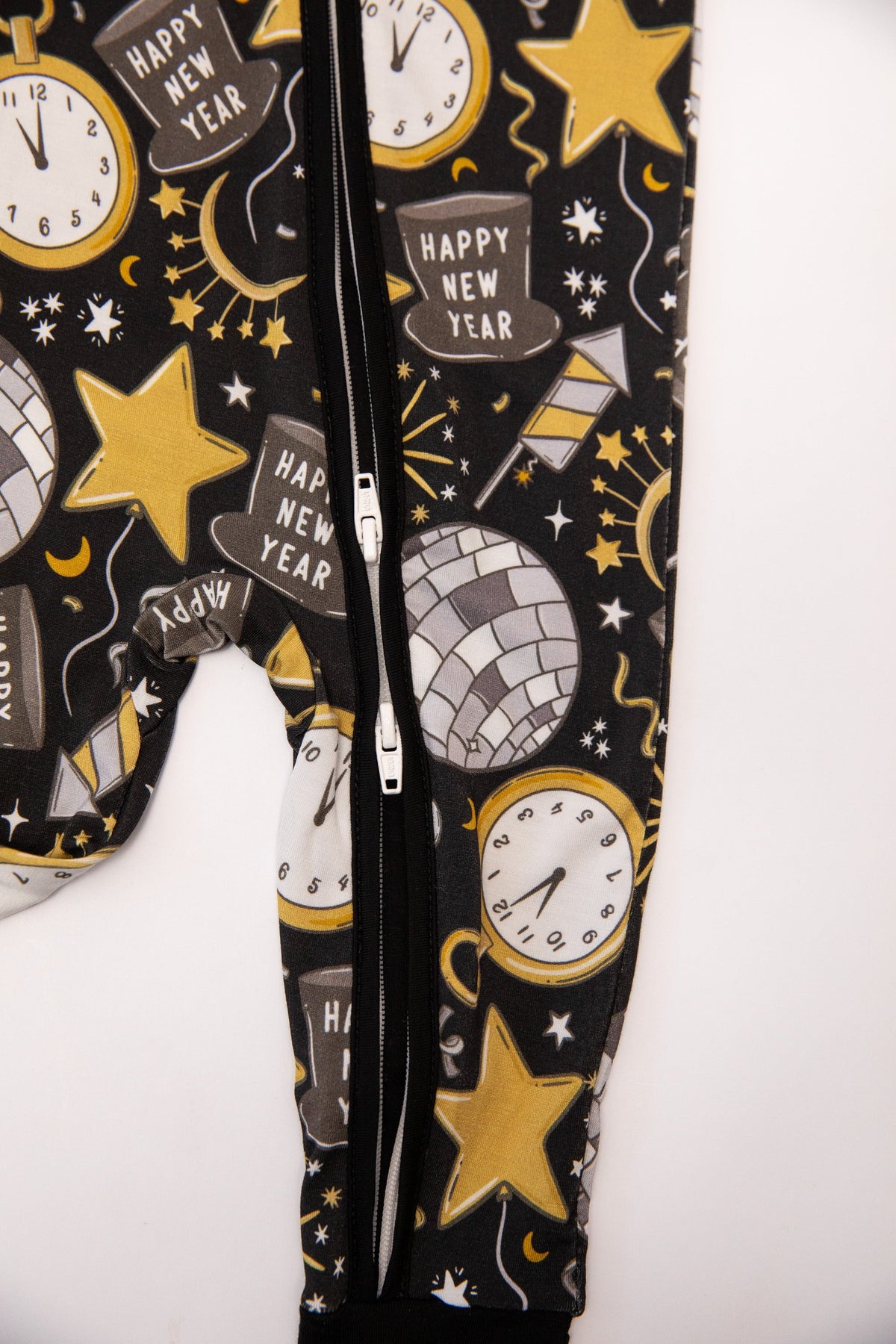 New Years Eve Baby Bamboo Zipper Romper