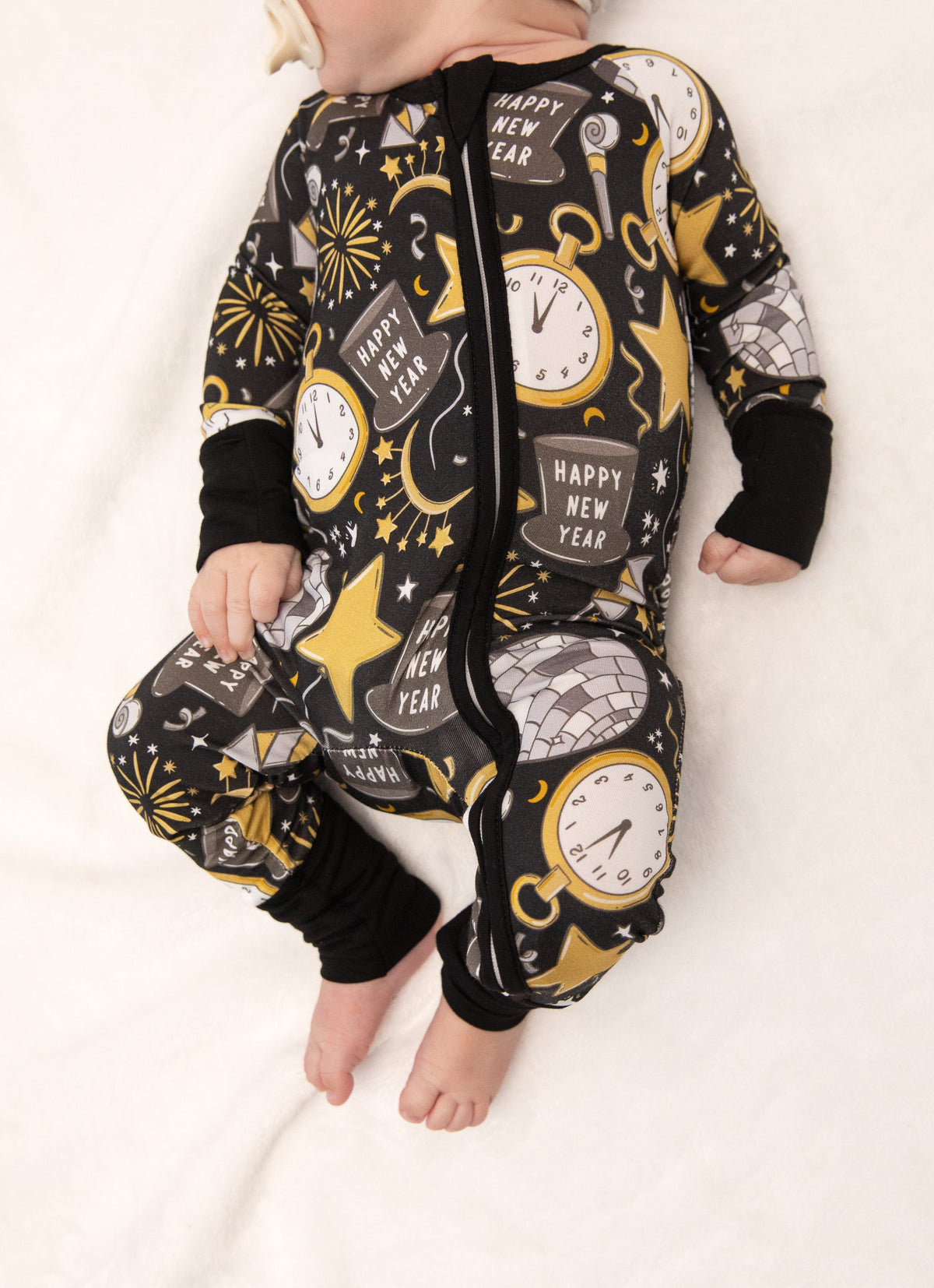 New Years Eve Baby Bamboo Zipper Romper