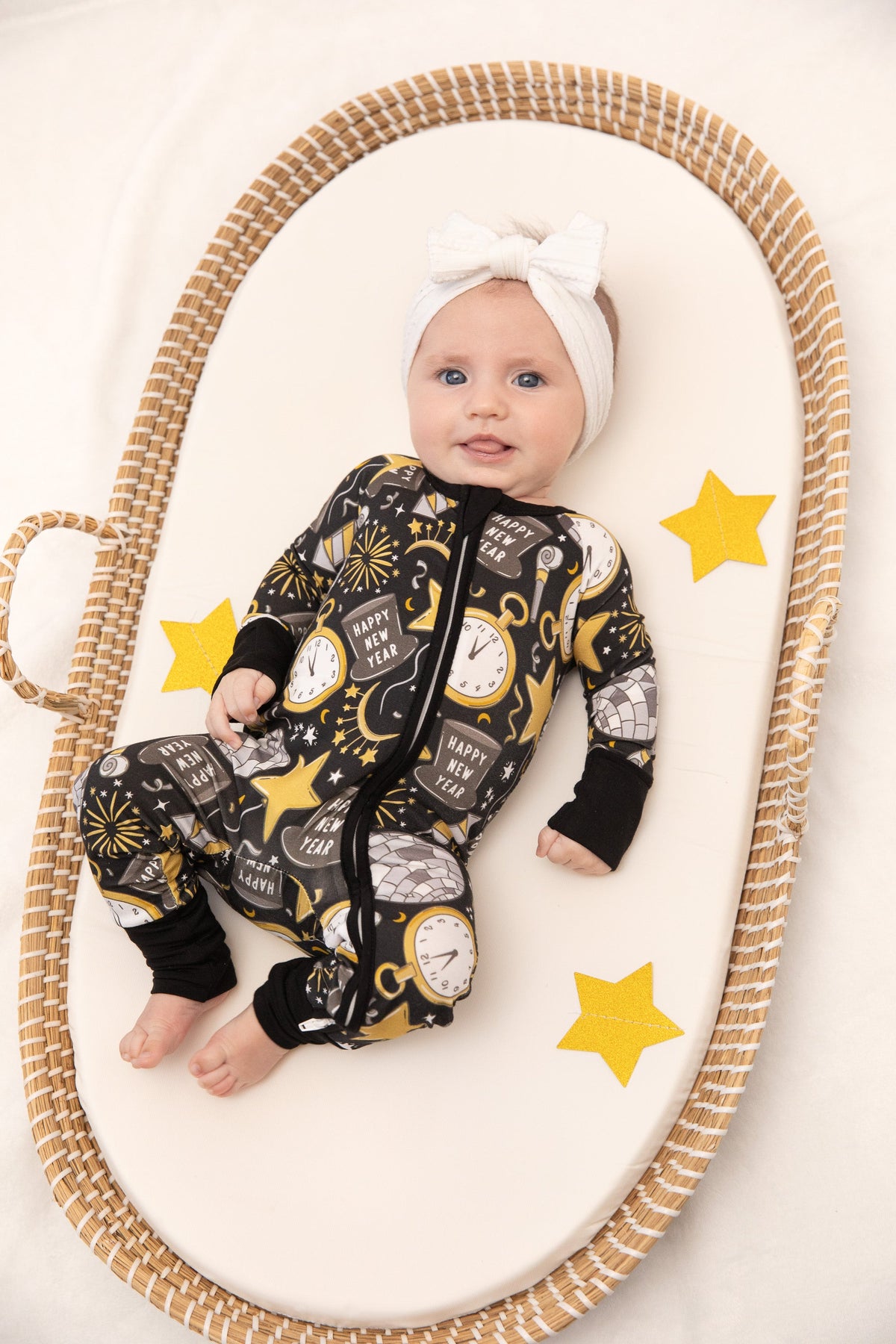 New Years Eve Baby Bamboo Zipper Romper