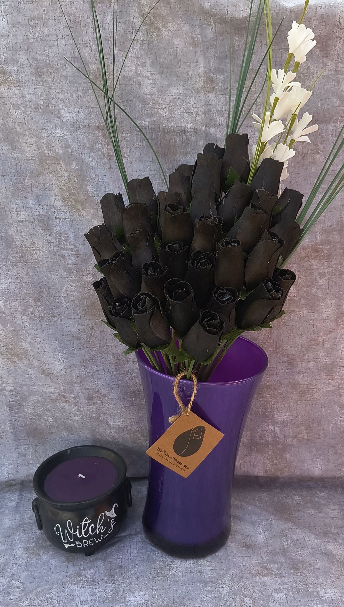 Halloween Wooden Rose Bouquet – All Black