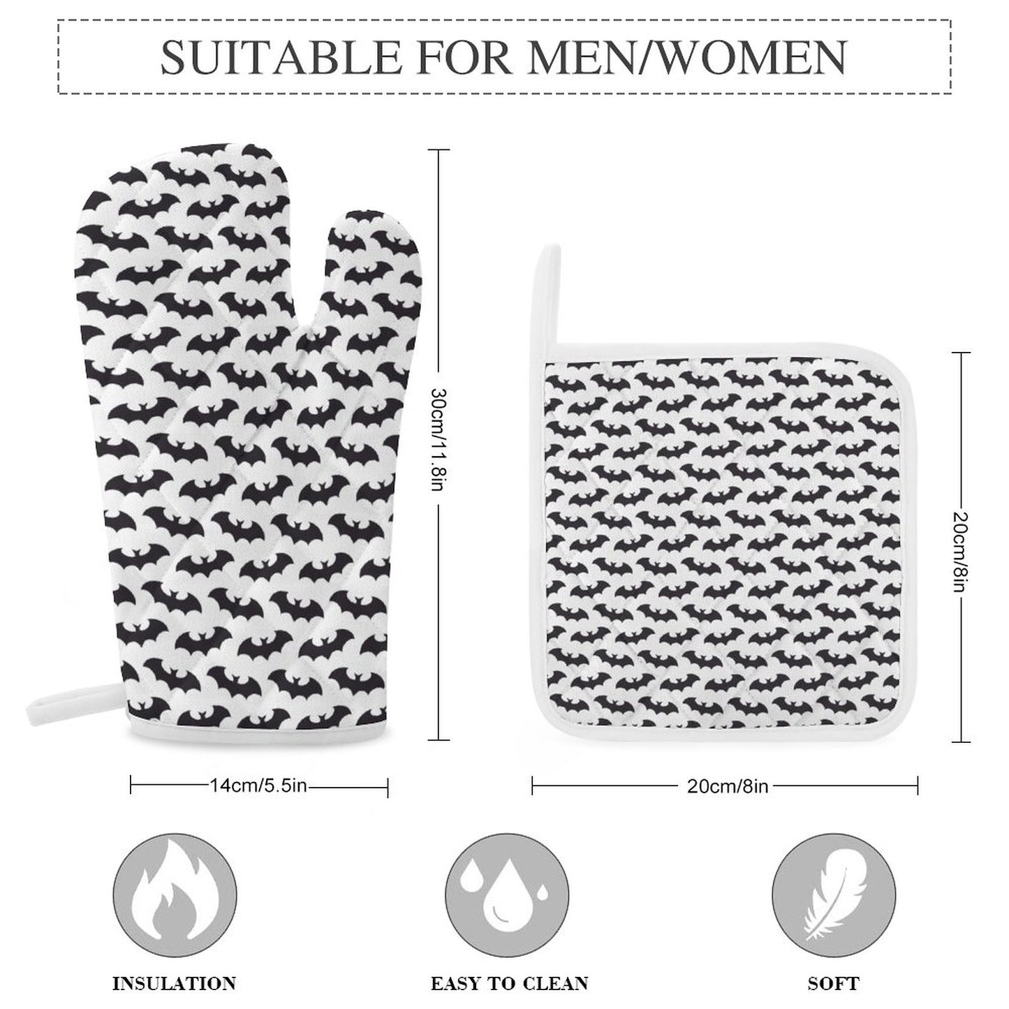 Bold Bat Oven Mitts & Pot Holder Set of 3 - PRE ORDER