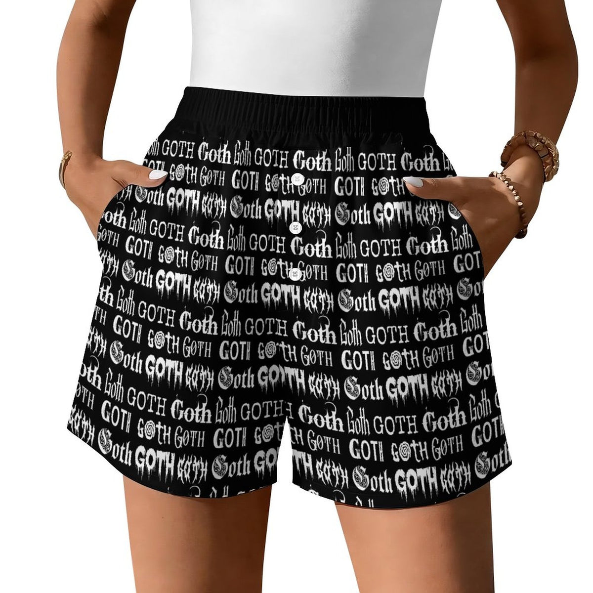 Goth Satin Pajama Shorts (Adults) - PRE ORDER