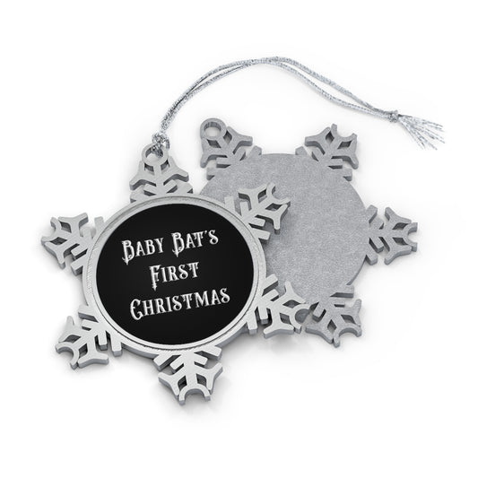 Baby Bat's First Christmas Pewter Snowflake Ornament
