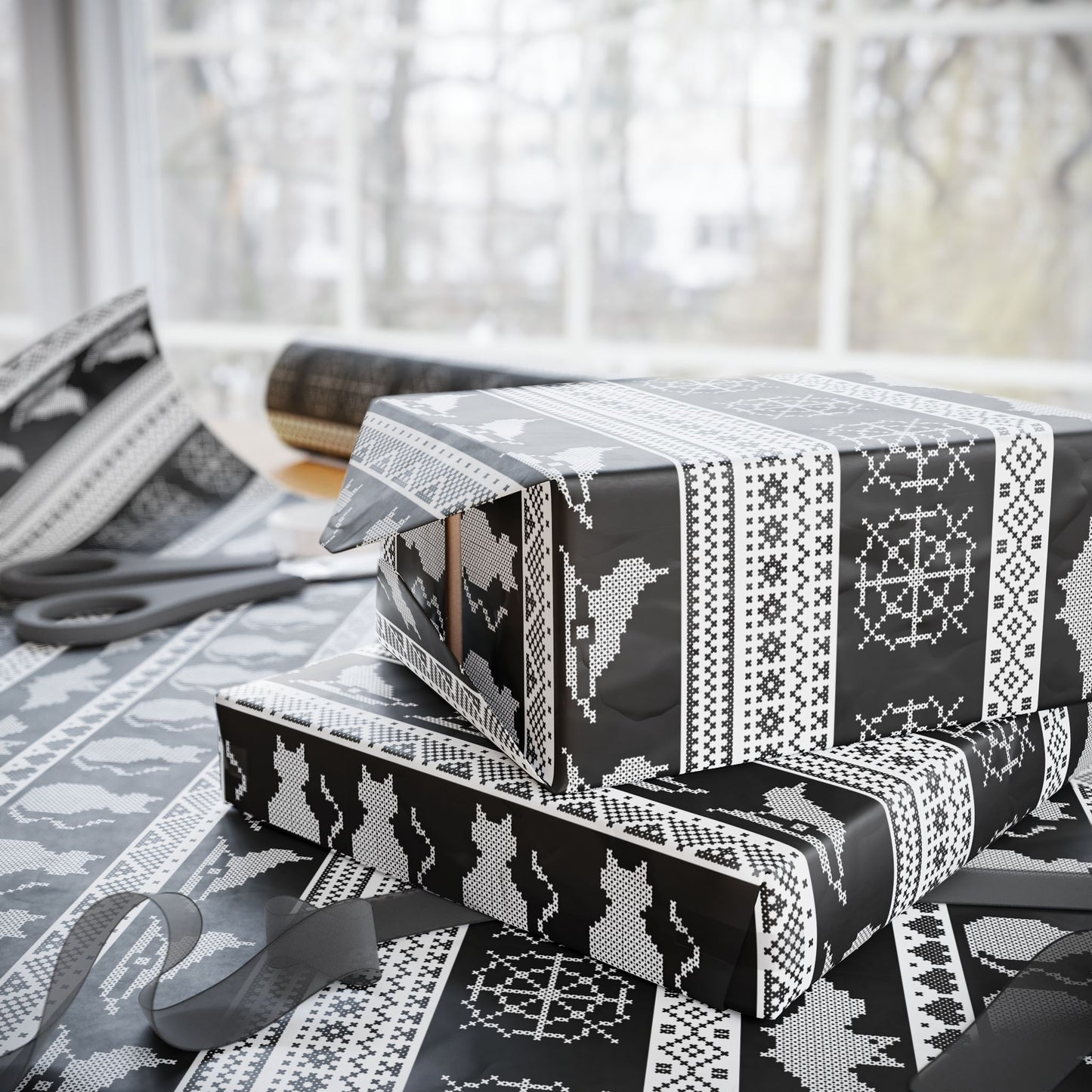 Spooky Fair Isle Wrapping Paper