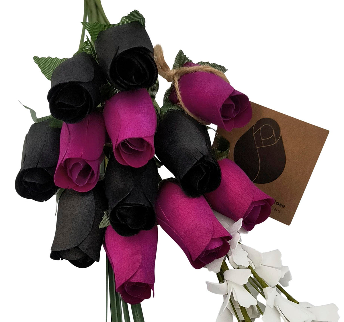 Halloween Wooden Rose Bouquet – Black & Violet