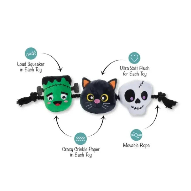 Halloween My Boo Crew Plush Squeak Rope Tug Dog Toy Set