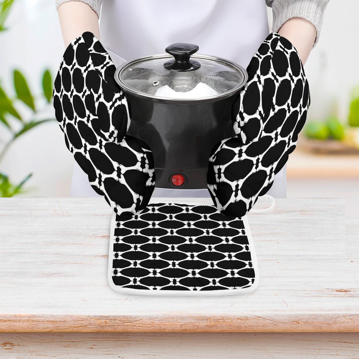 Oven Mitts & Pot Holder Set of 3 (Multi-image Splicing)