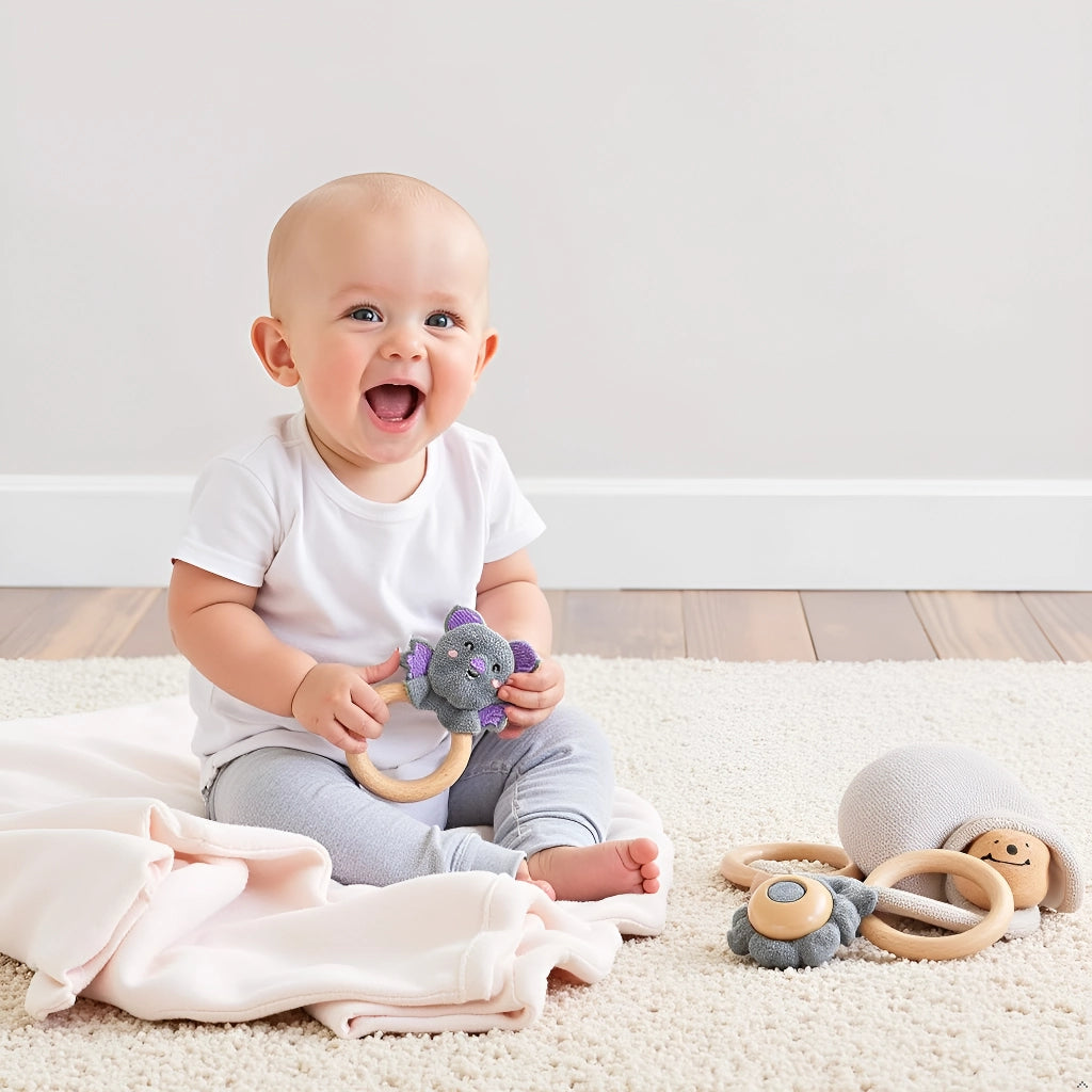 Bat Baby Plush Rattle Teether