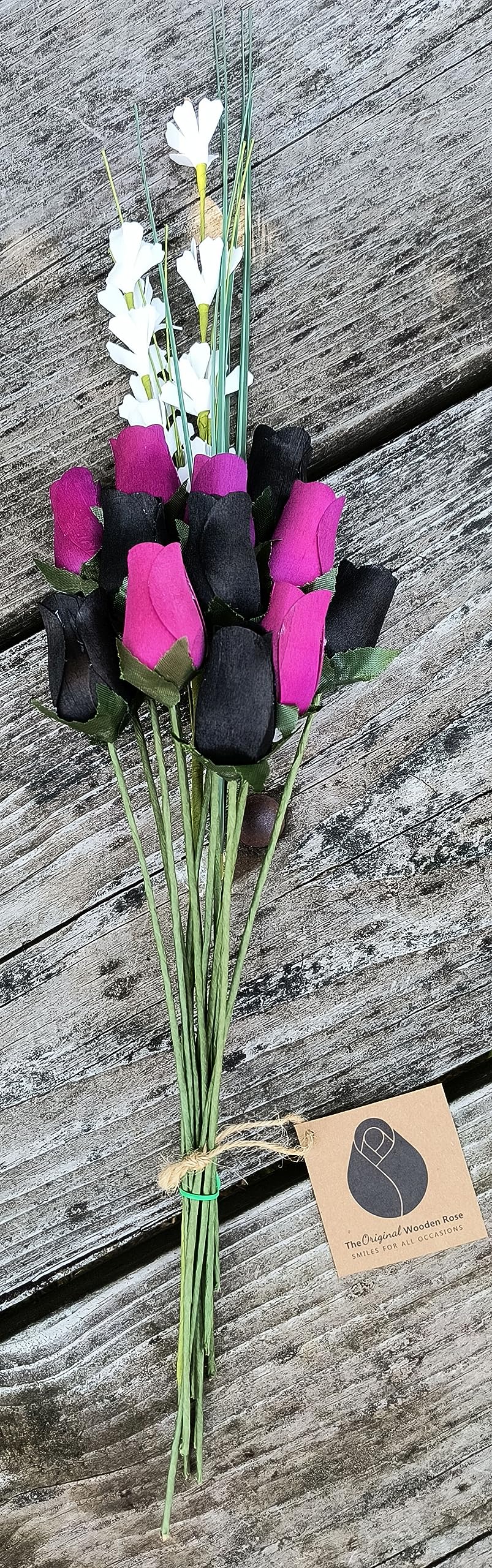 Halloween Wooden Rose Bouquet – Black & Violet