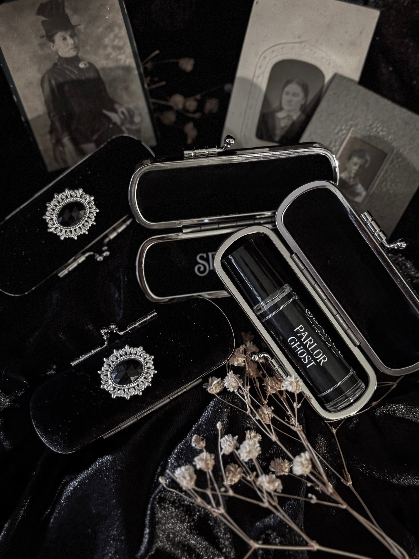 The Mourning Compact - perfume carry case.