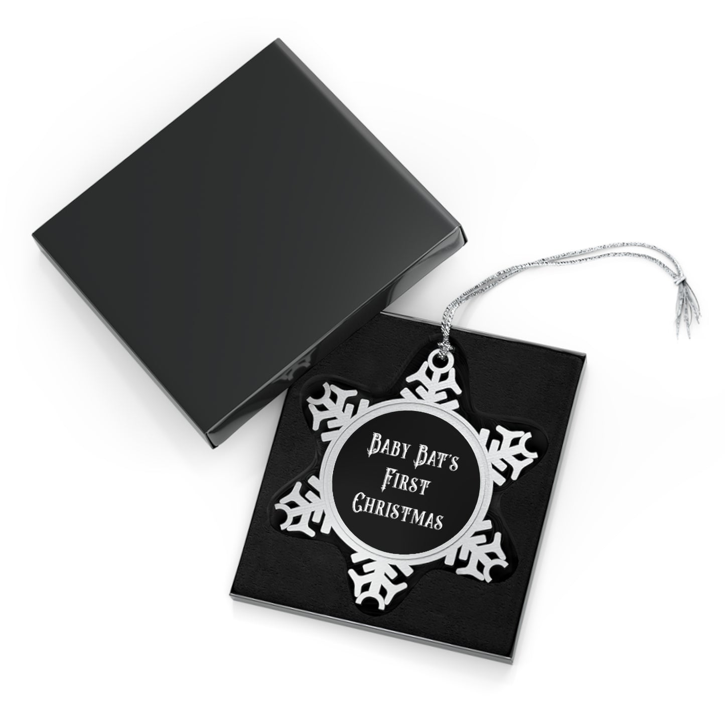 Baby Bat's First Christmas Pewter Snowflake Ornament