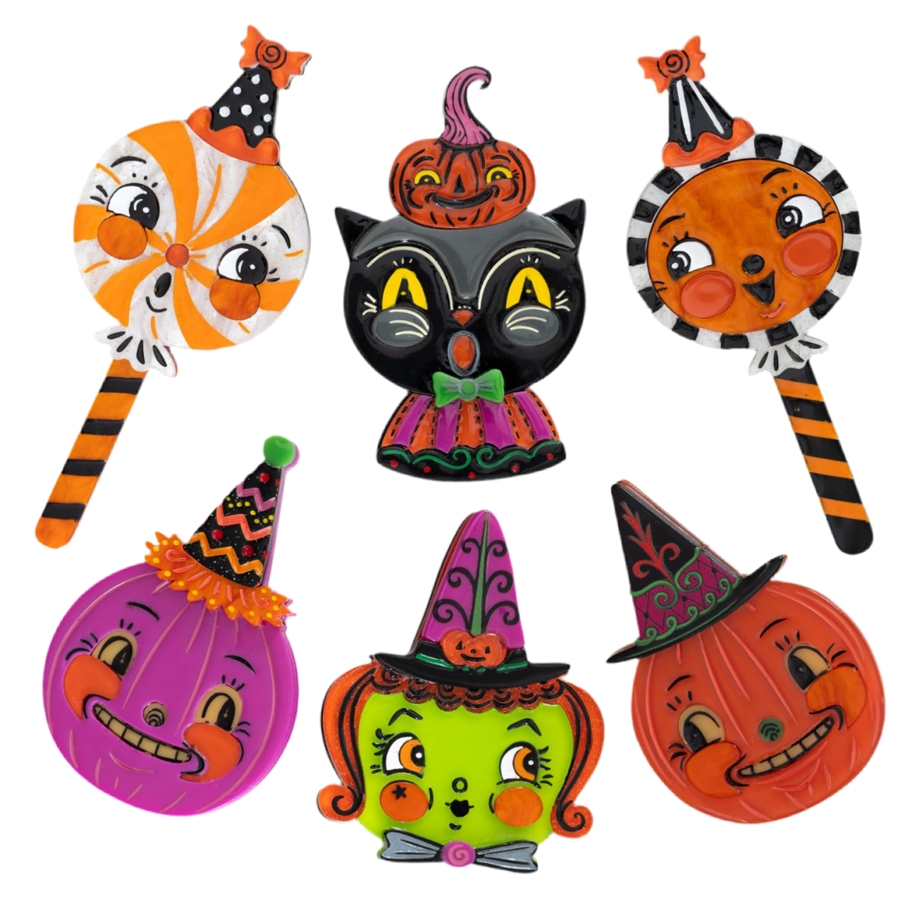 Hagatha Witch Brooch by Lipstick & Chrome — Vintage Halloween Witch Acrylic Pin
