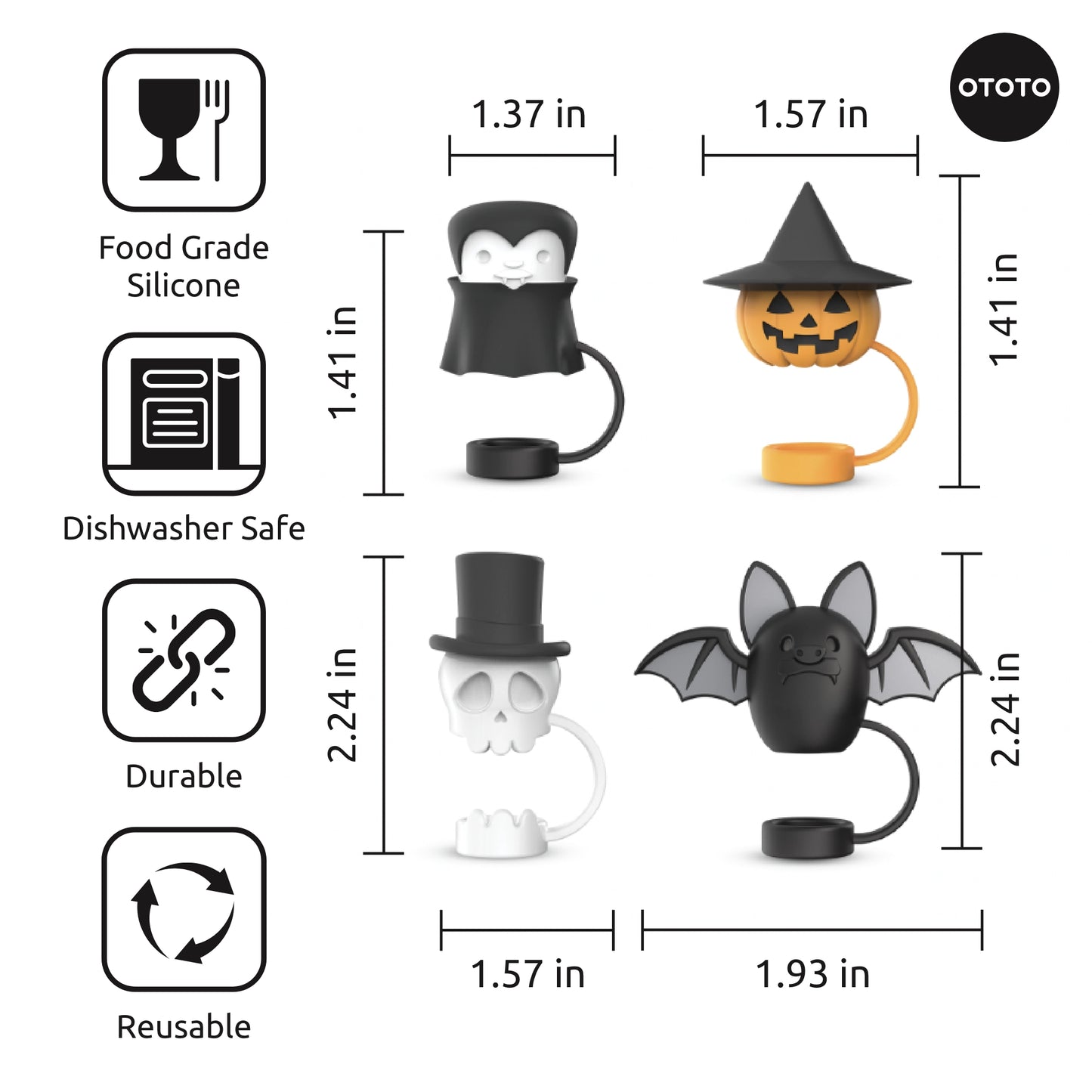 Bundle Boo Team Straw Toppers (Set of 4)