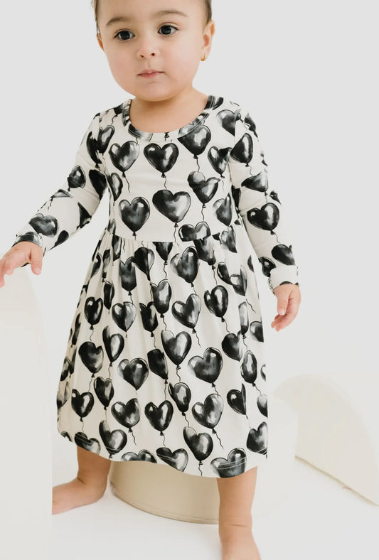 Black Hearts Balloons Bamboo Dress