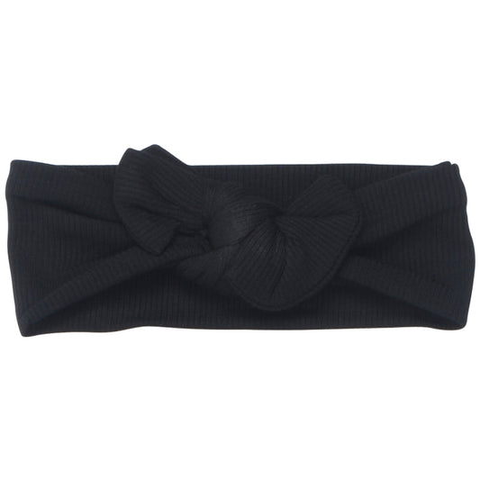 Ribbed Black Knotted Headband