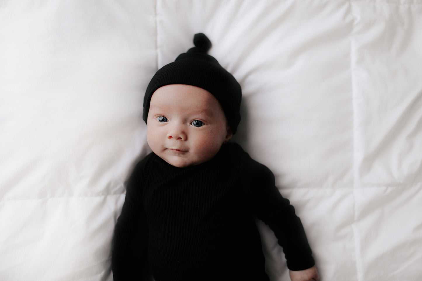 Black Ribbed Knotted Baby Gown