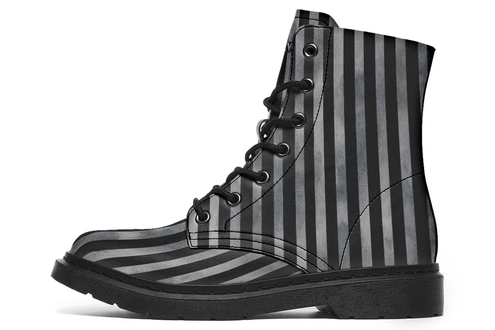 *RETURNED* Distressed Grey/Black Stripe Combat Boots Size 9