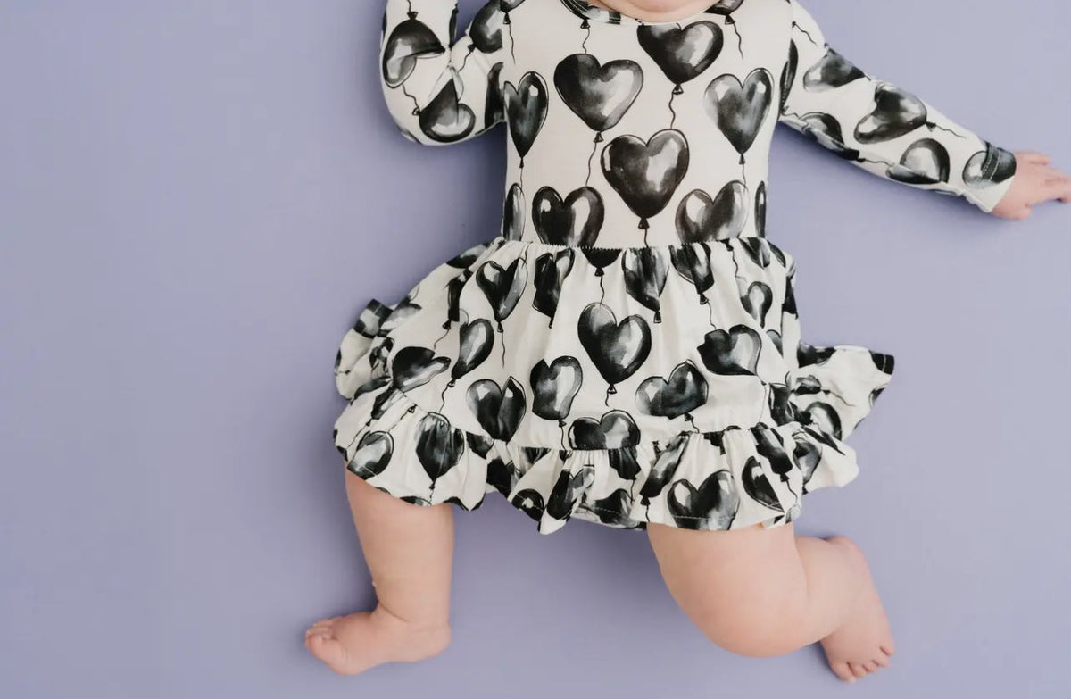 Black Hearts Balloons Bodysuit Dress