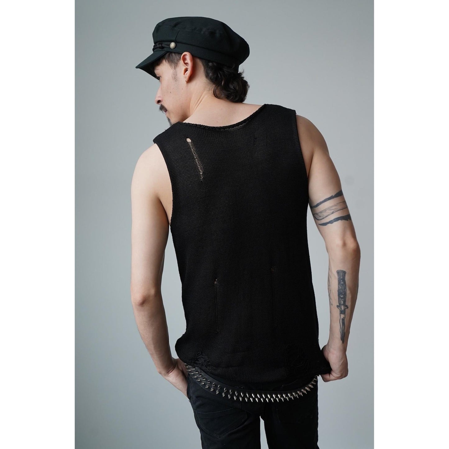 Distressed Open Weave Tank