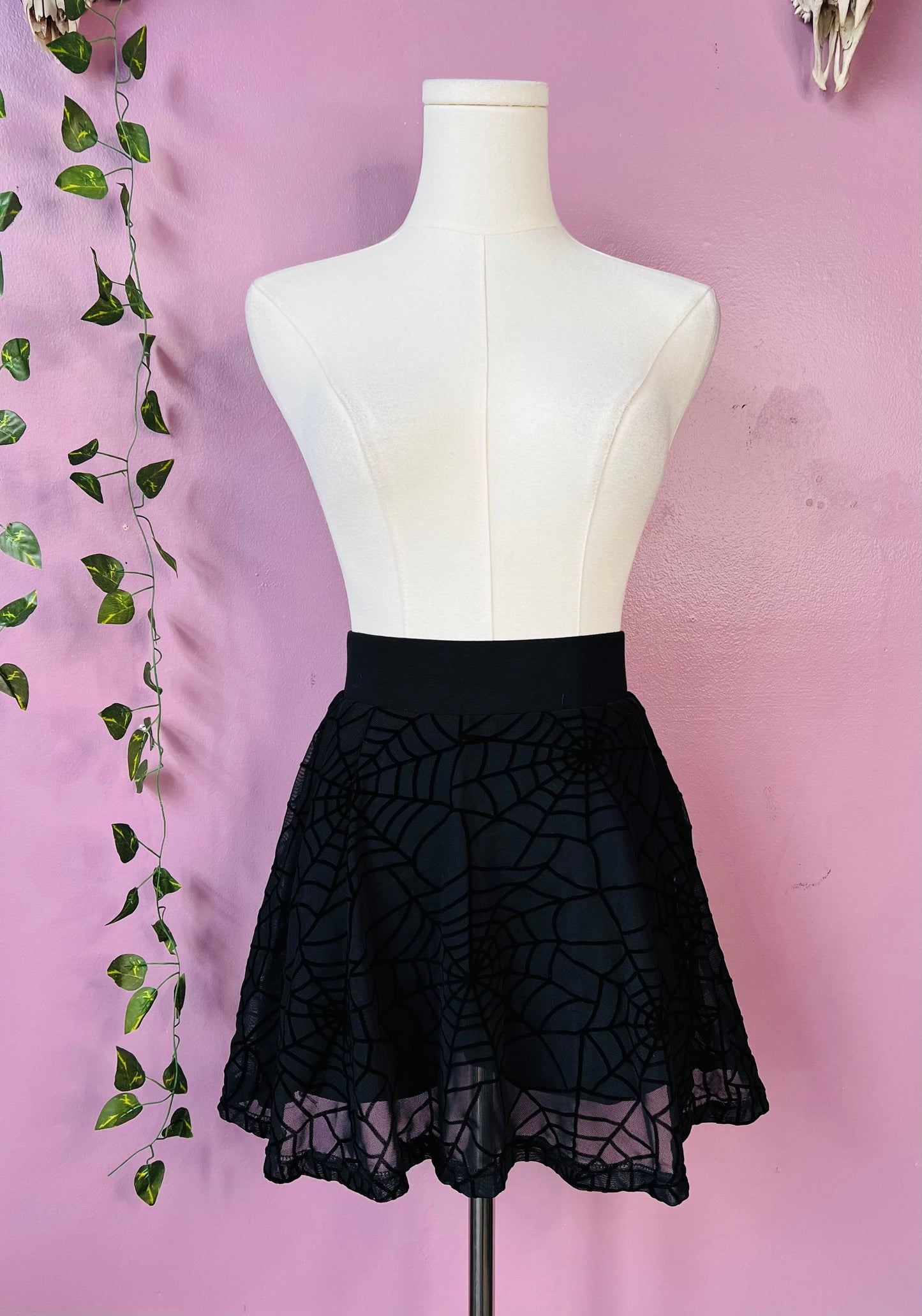 The Morbid Mini Skort - WEBS - Sheer Spider Web Skirt with Built In Shorts - Ready to Ship