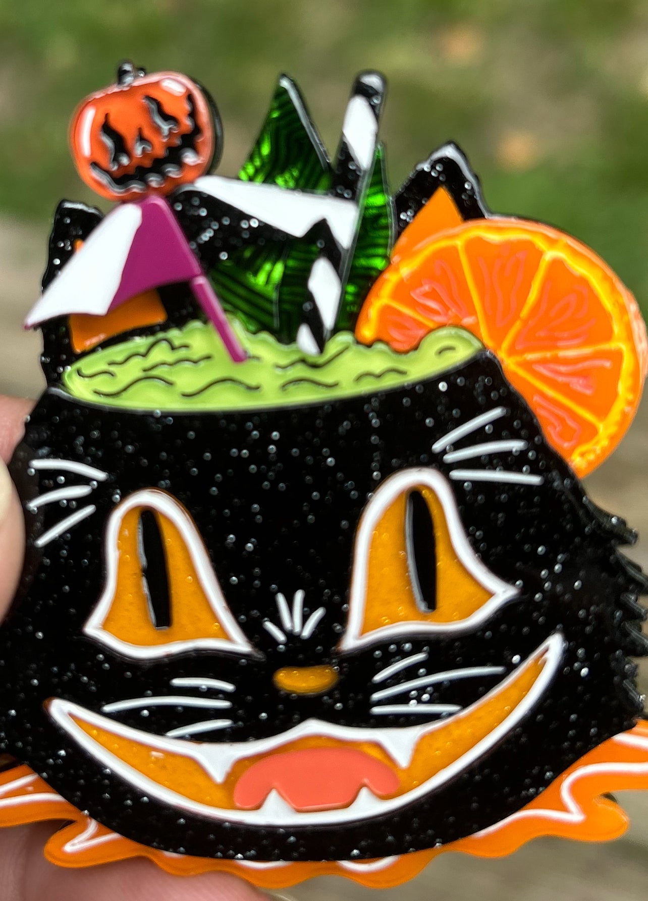 Black Magic Halloween Tiki Brooch by Carrie Hudson x Lipstick & Chrome — Spooky Tiki Pin