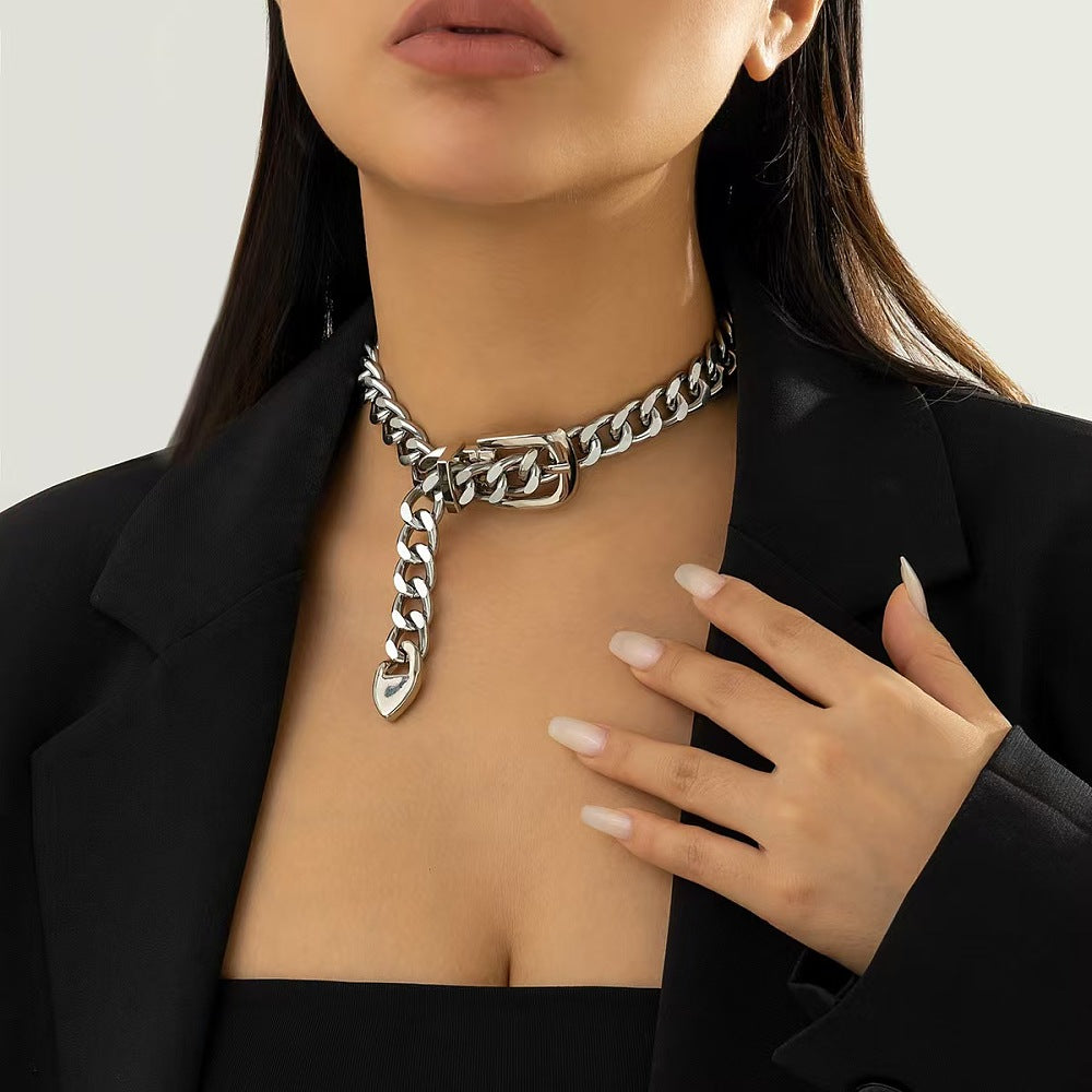 Belted Biker Choker Necklace