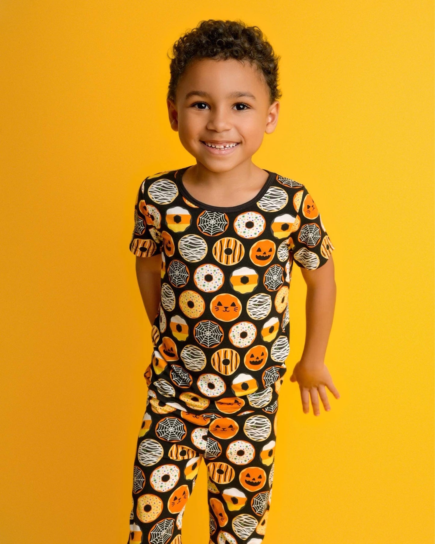 Halloween Krispy Scream Donuts Short Sleeve Two Piece Bamboo Pajama Set