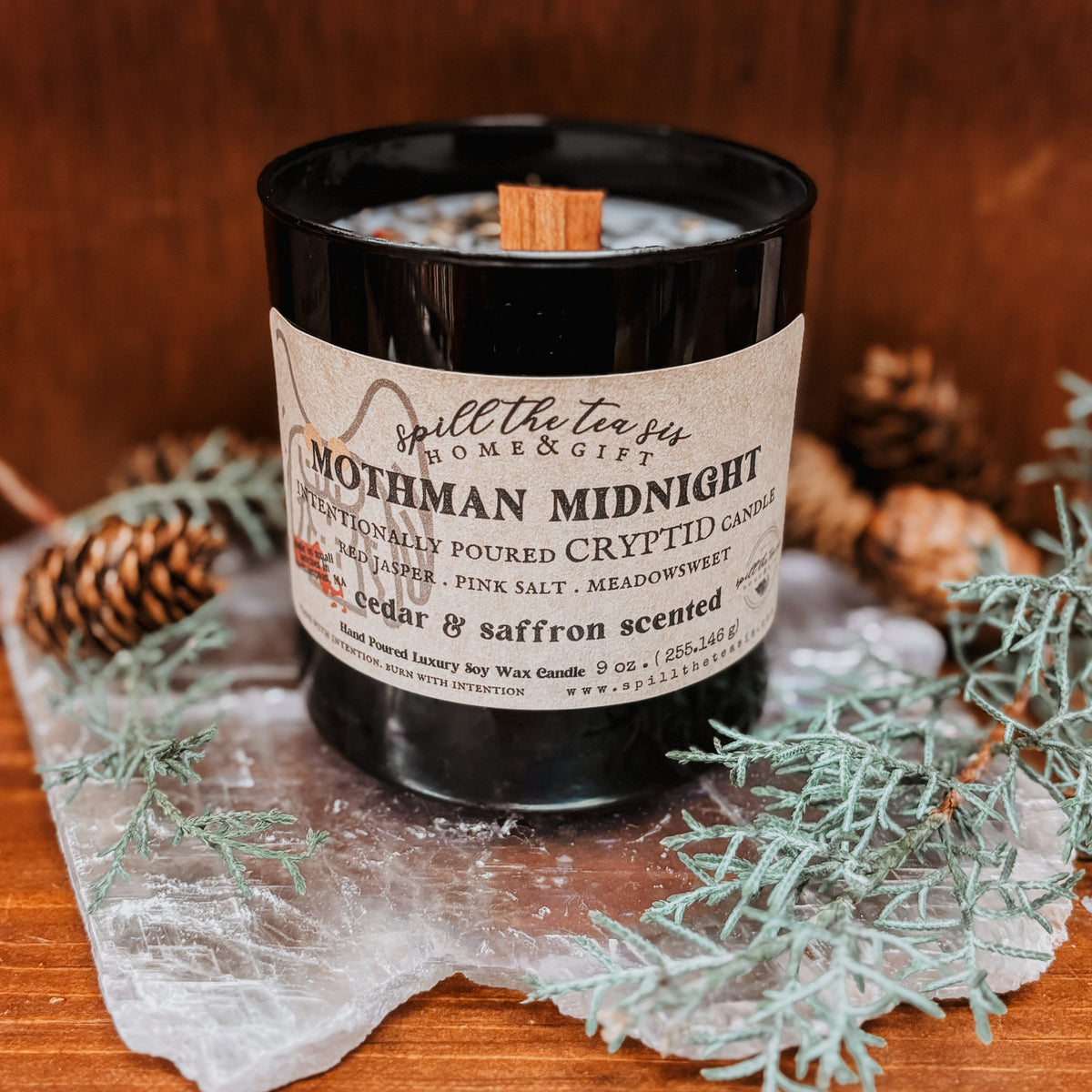 Mothman Intention Candle | Cedar & Saffron Cryptid Soy Candle