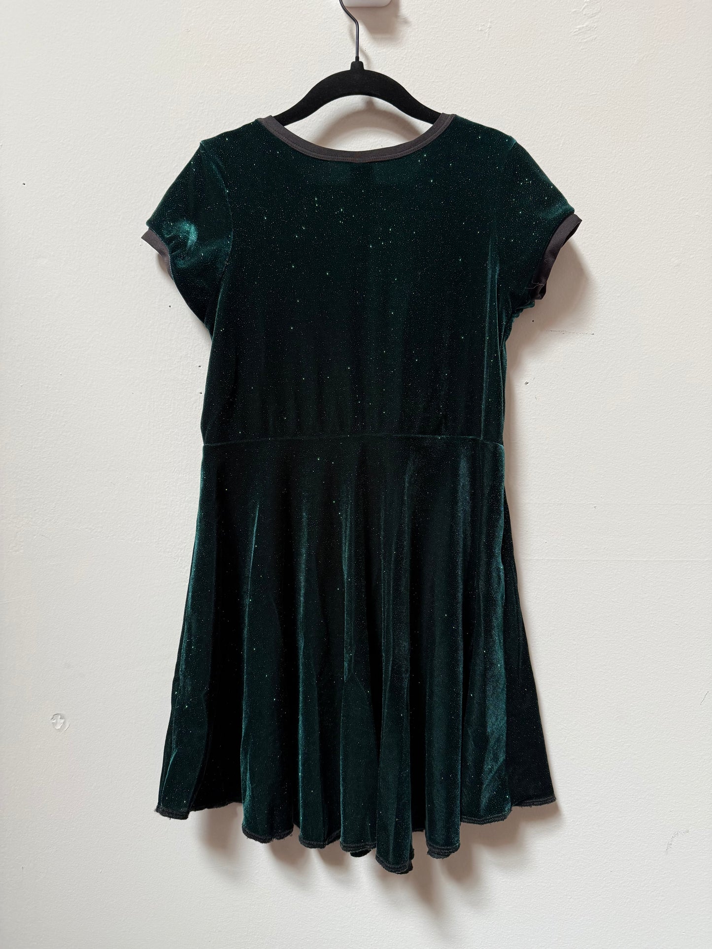 *GENTLY USED* Baby Teith Dark Green Velvet Glitter Dress Size 7/8 Years