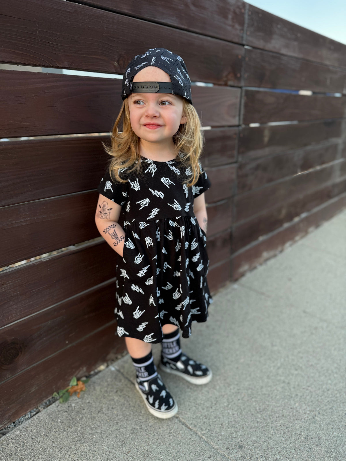 Bolted Bones Dress – Black