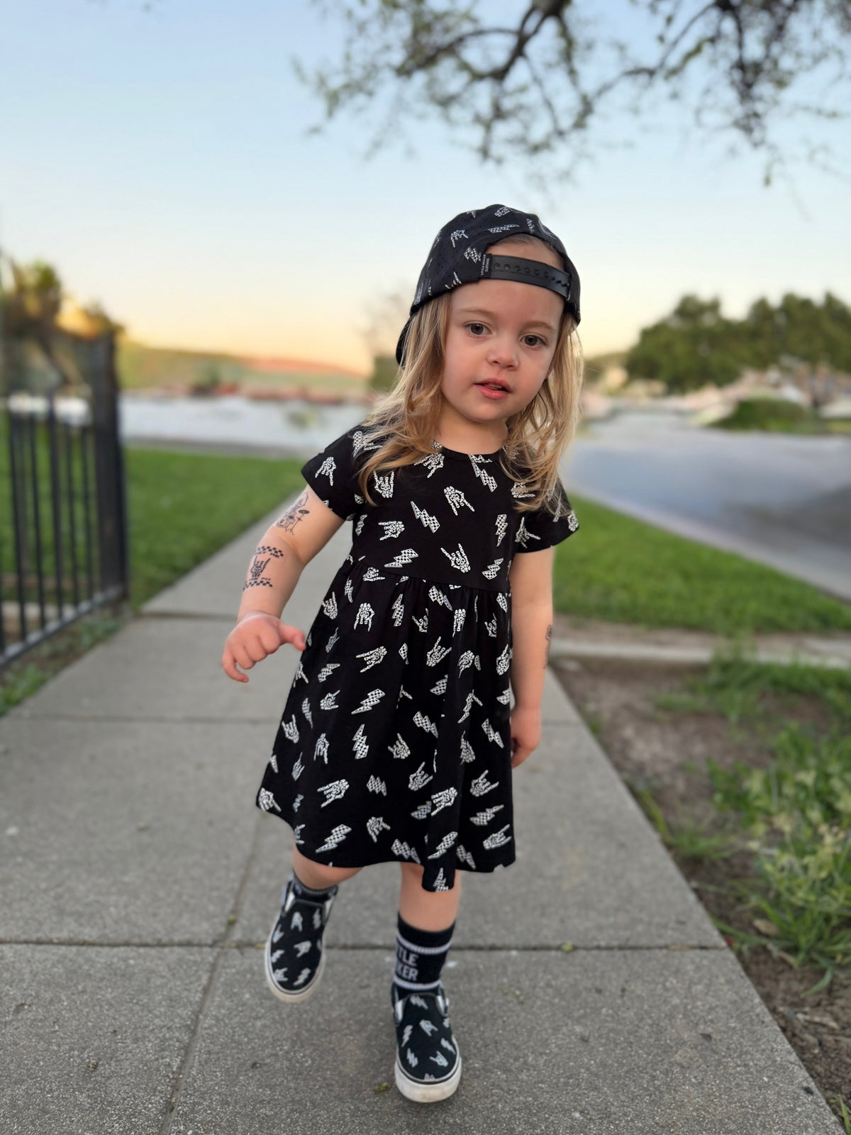 Bolted Bones Dress – Black