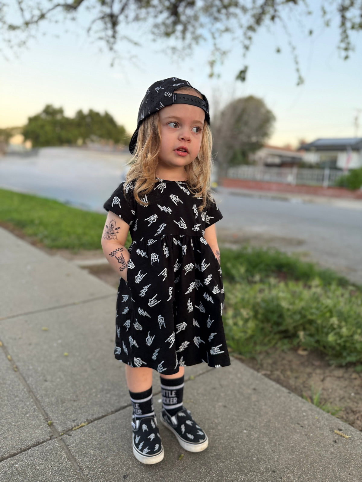 Bolted Bones Dress – Black