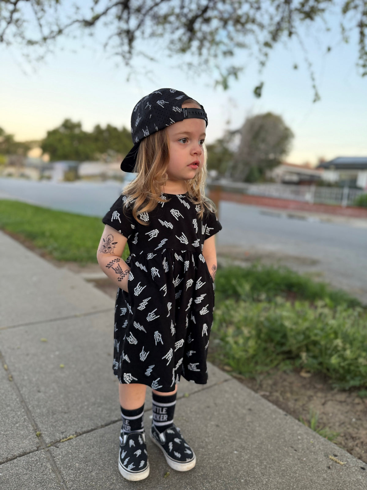 Bolted Bones Dress – Black