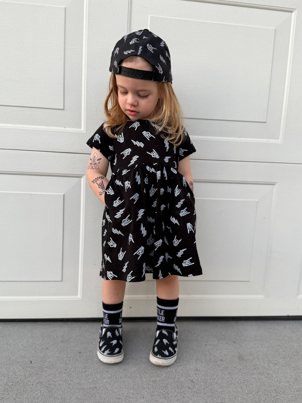 Bolted Bones Dress – Black